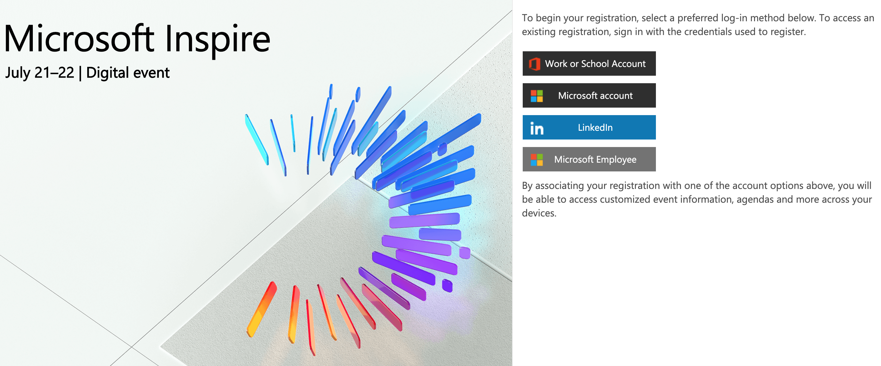 WebScreenshot of registering for Microsoft Inspire